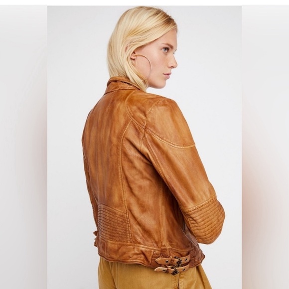 Free People bronze real lamb leather jacket Sz L NWOT - Picture 2 of 14